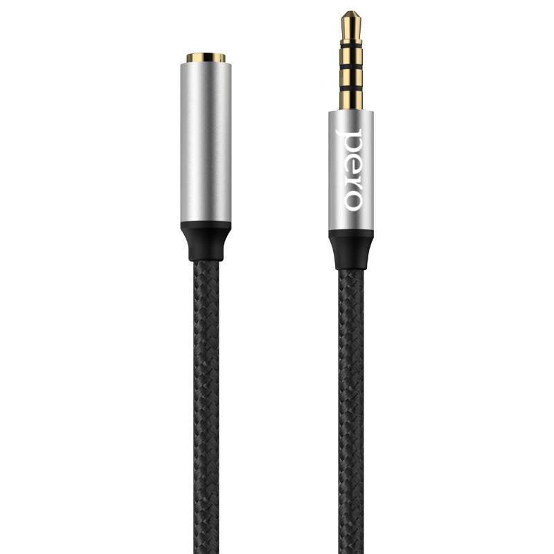 Кабель удлинитель PERO MC-03 JACK 3.5, 2м, Black - фото 1