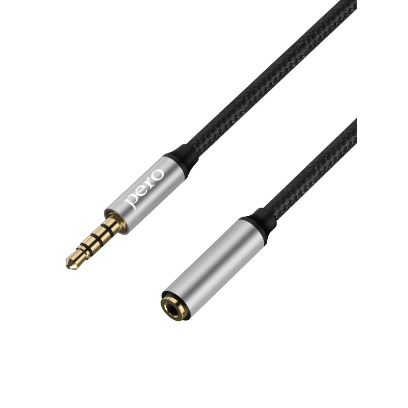 Кабель удлинитель PERO MC-03 JACK 3.5, 2м, Black - фото 2