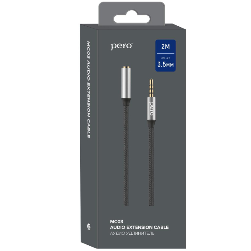 Кабель удлинитель PERO MC-03 JACK 3.5, 2м, Black - фото 6