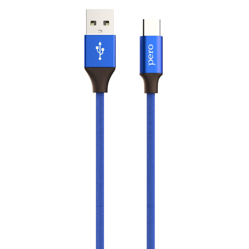 Кабель USB PERO DC-02 Type-C, 3А, 1м, синий - фото 1