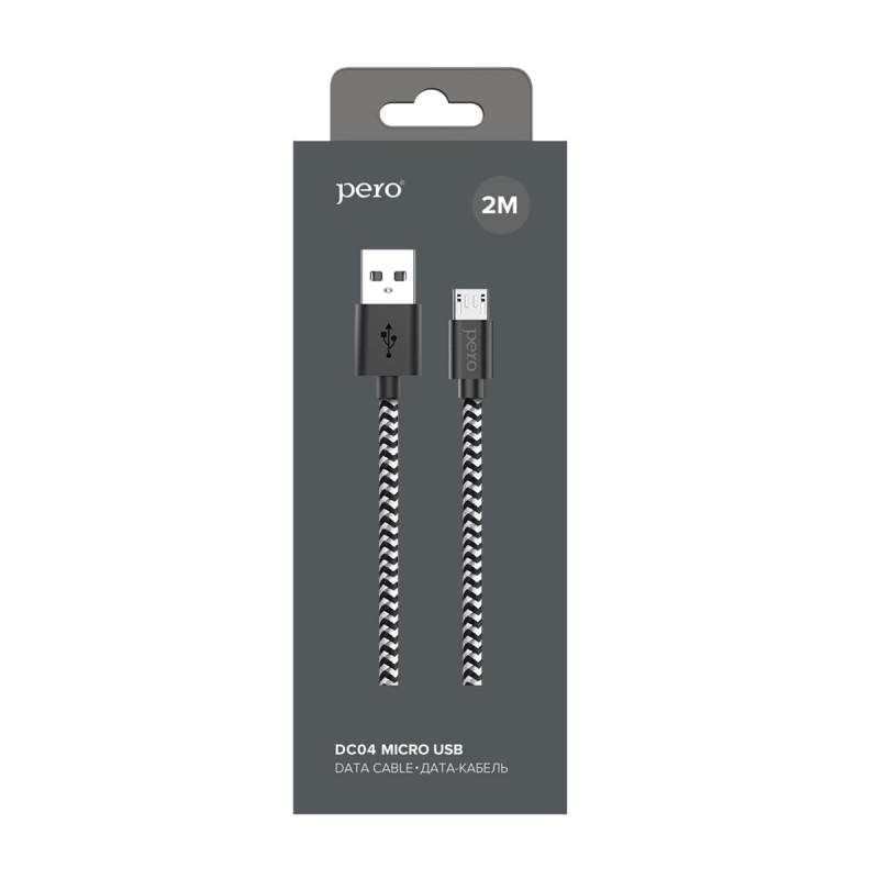 Кабель USB PERO DC-04 micro-USB, 2,5А, 2м, Silver-black - фото 2
