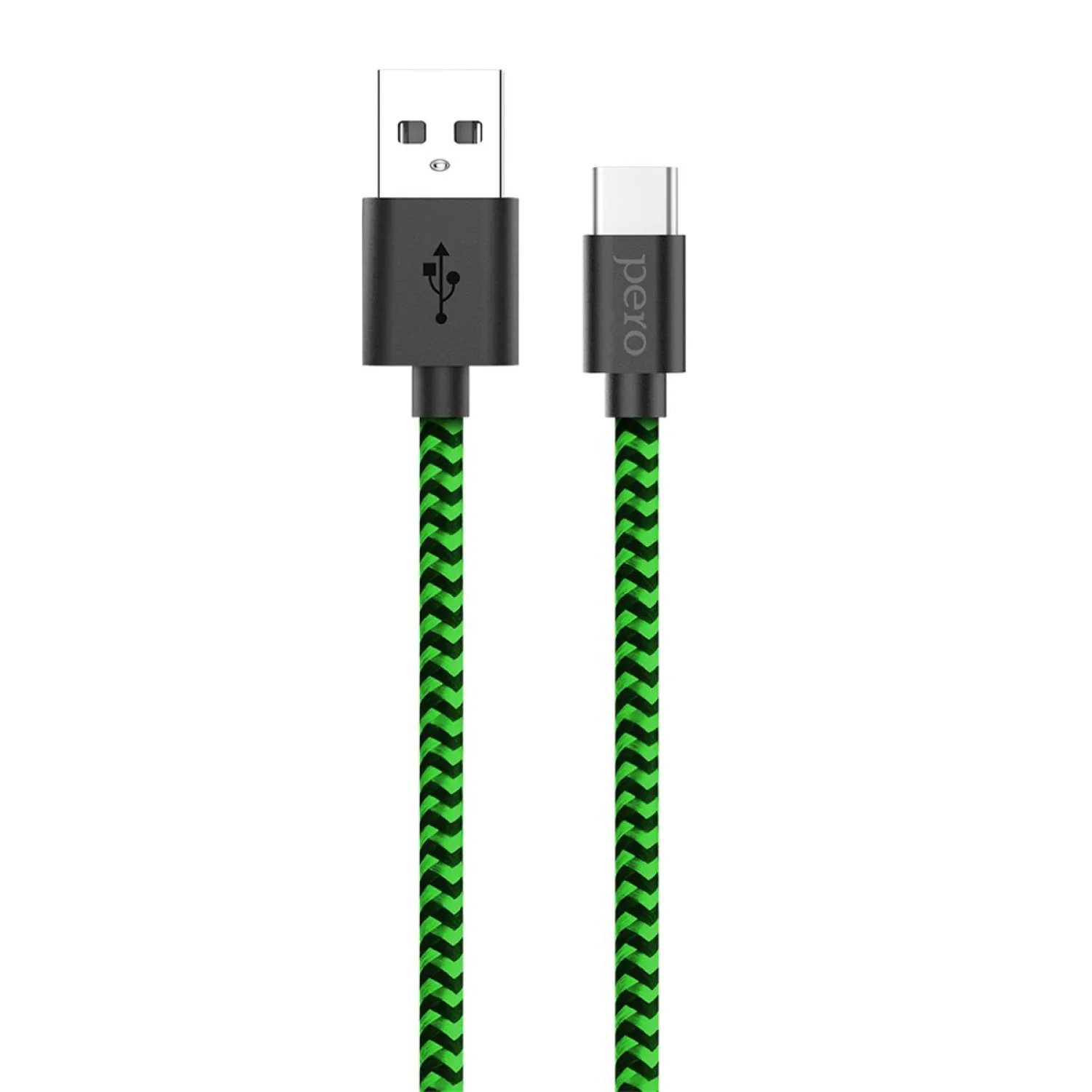 Кабель USB PERO DC-04 Type-C, 3А, 1м, Green-black (Fast Charge) - фото 1
