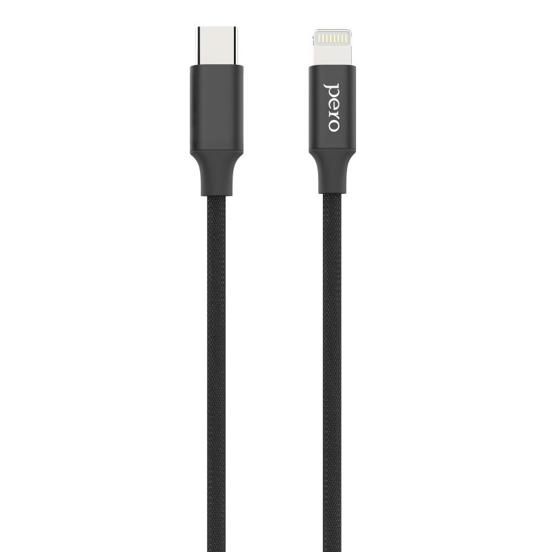 Кабель USB PERO DC-05 Type-C to Lightning, 3А, 1м, Black - фото 1
