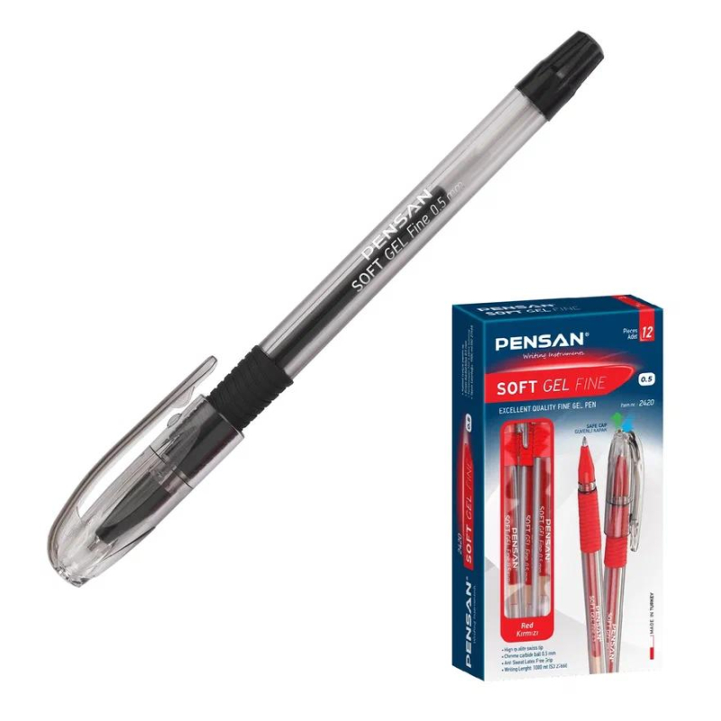 Ручка гелевая неавтомат. PENSAN SOFT GEL FINE 0,5чер,манж2400/12-2420 - фото 3