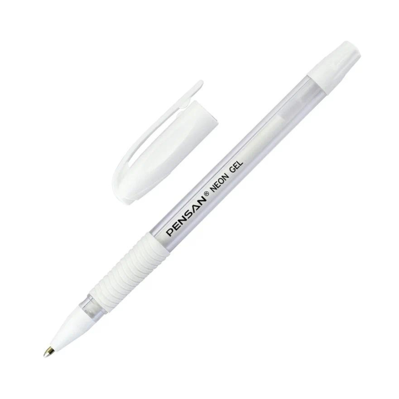 Ручка гелевая неавтомат. PENSAN NEON WHITE1,0мм,бел.черн,манж,2290/12 - фото 1
