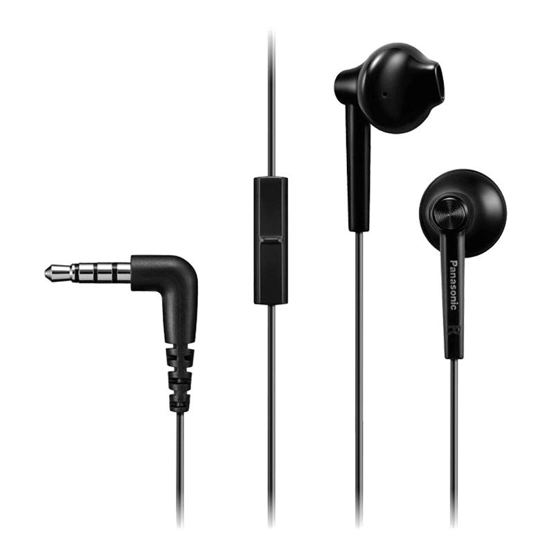 Наушники Panasonic RP-TCM55GC-K, вкладыши с микрофоном, черный - фото 1