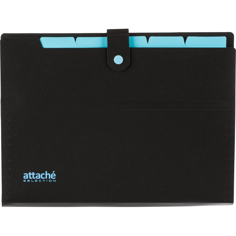 Папка органайзер на кнопке Attache Selection Black&Bluе, А4,500мкм , 5отд - фото 1