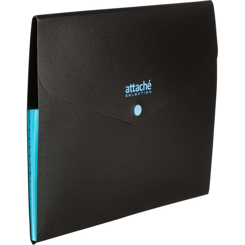 Папка органайзер на кнопке Attache Selection Black&Bluе, А4,500мкм , 3отд - фото 2
