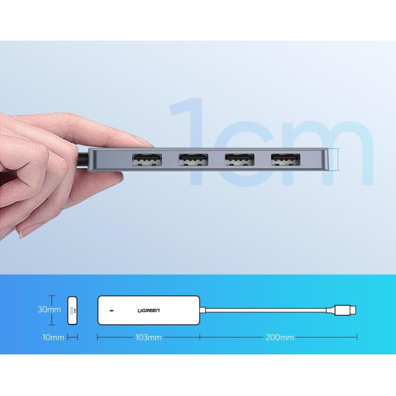Разветвитель USB UGREEN 4 в 1 Type C, 4 x USB 3.0 (70336) - фото 2