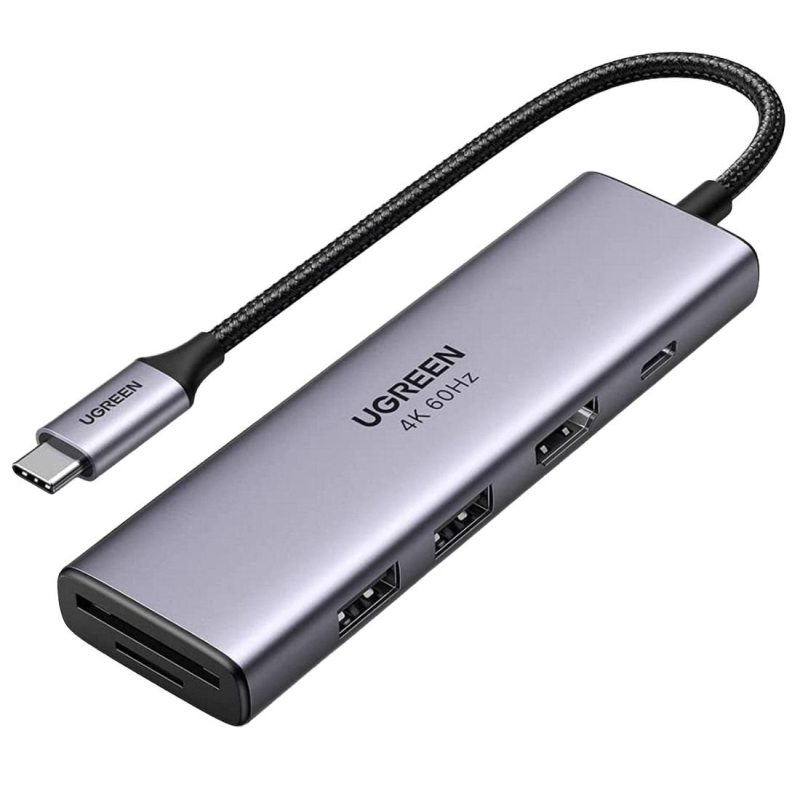 Разветвитель USB UGREEN 6 в 1 , 2 х USB 3.0, HDMI, TF/SD, PD (60384) - фото 1