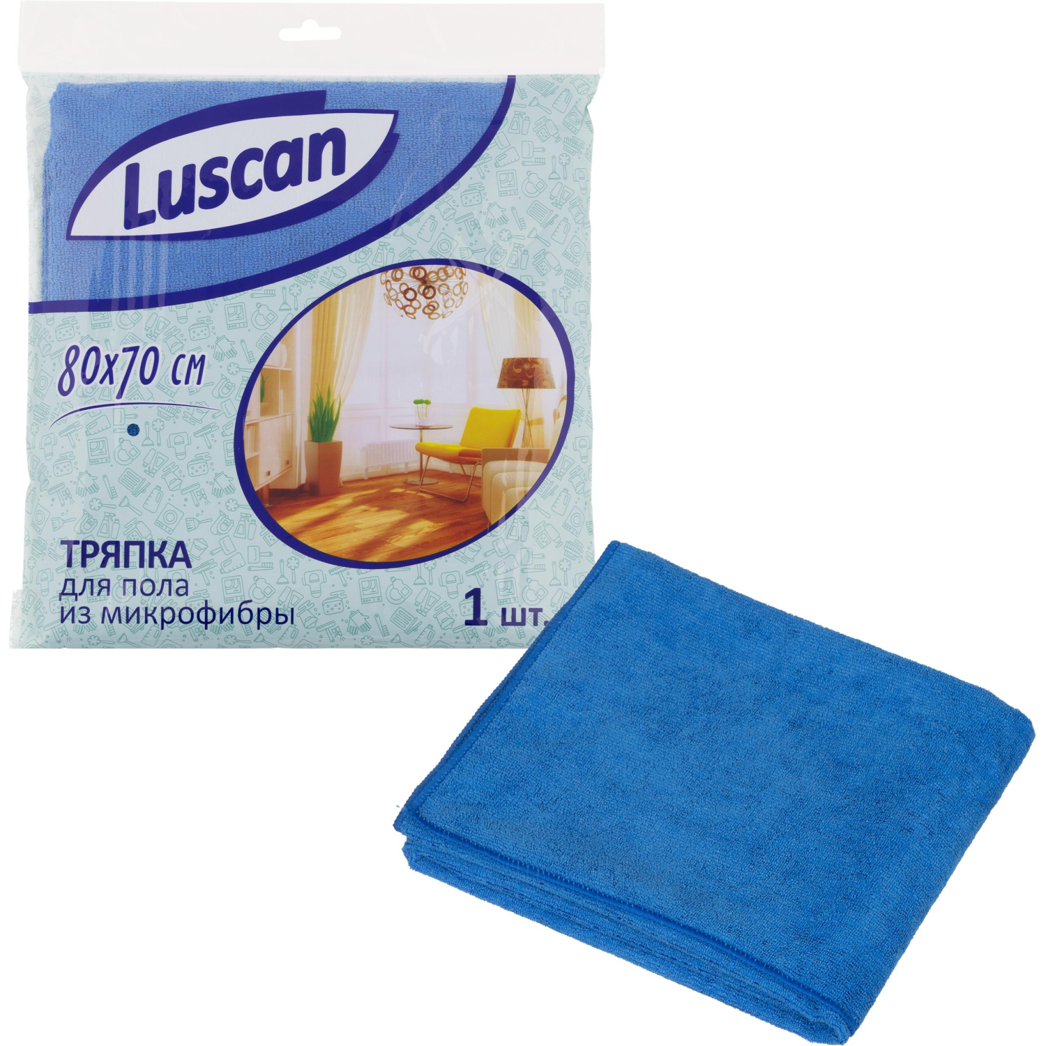 Тряпка для пола Luscan из микрофибры 300г/м2 80х70см - фото 1