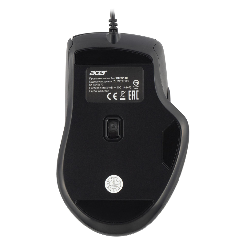 Мышь компьютерная Acer OMW130 black (3600dpi) USB(ZL.MCEEE.00J) - фото 4