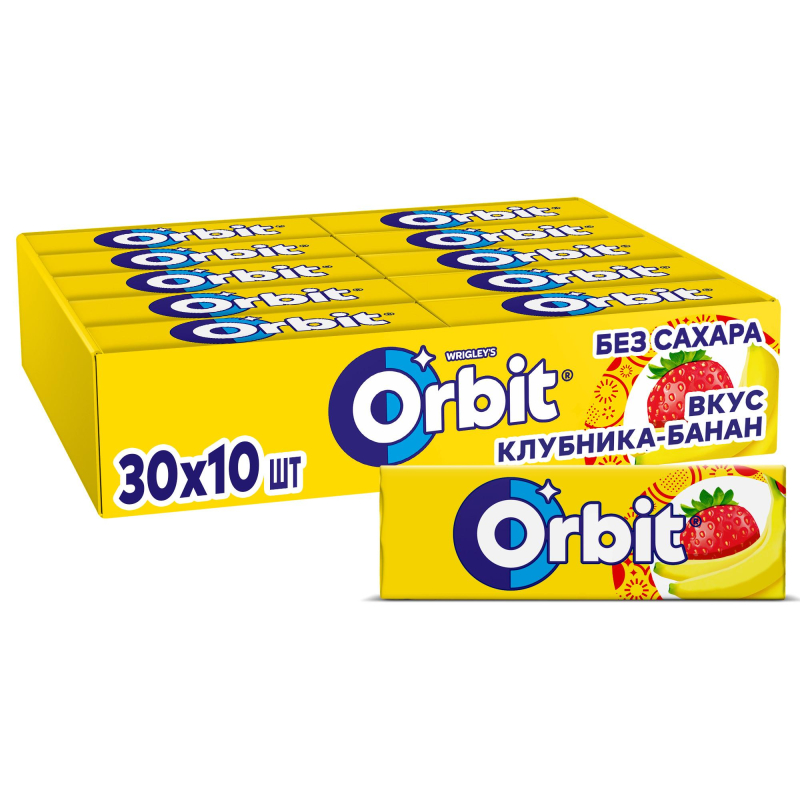 Жевательная резинка Orbit Клубника-банан без сахара, 13,6гх30шт/уп - фото 1