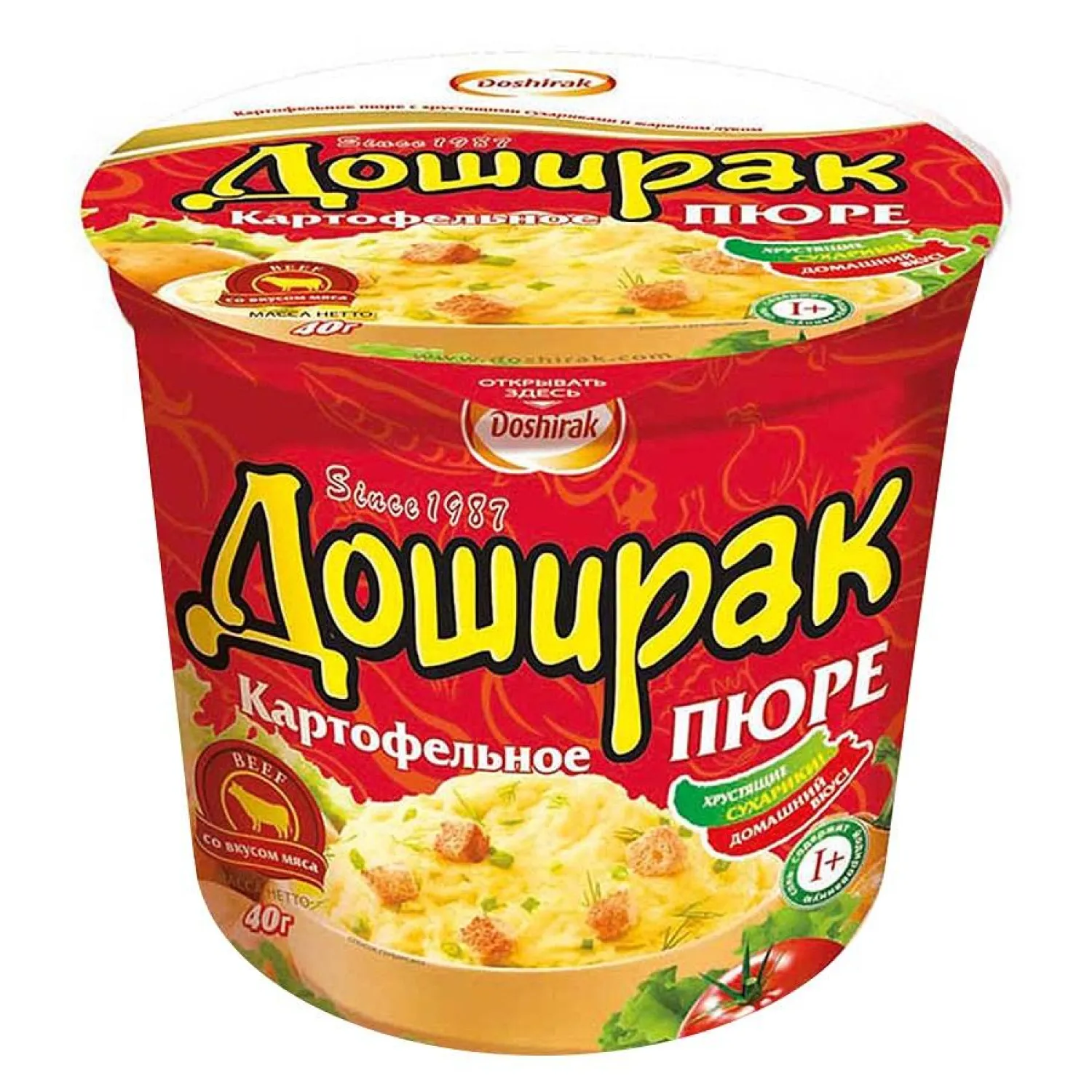 Картофельное пюре Доширак с мясом, 24штx40г - фото 1