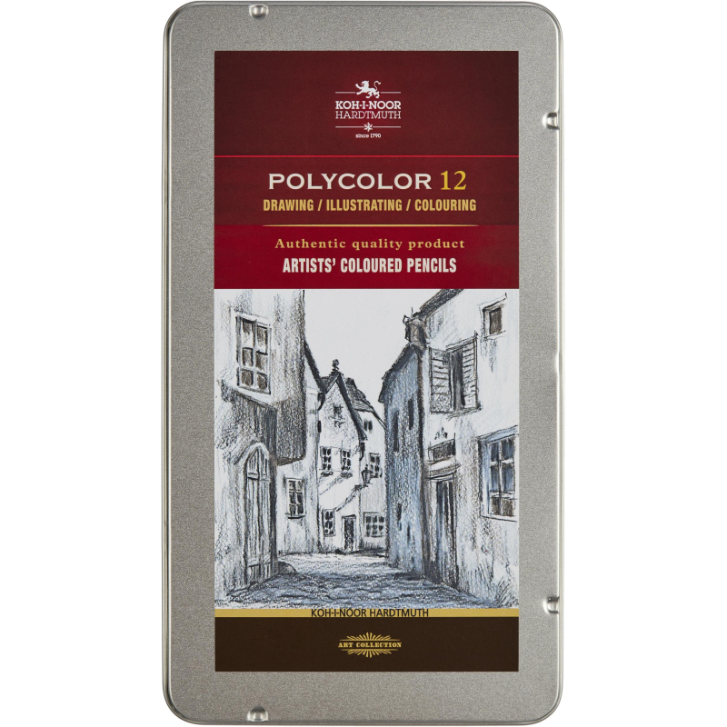 Карандаши цветные худож POLYCOLOR серые цвета 12цв/наб мет.кор 3822012013BL - фото 4
