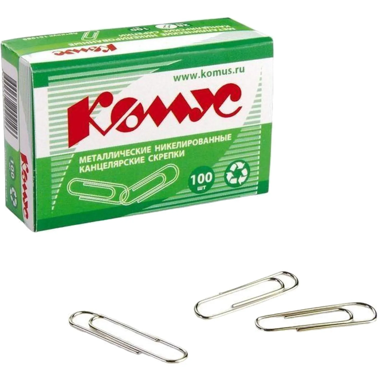 Скрепки КОМУС никелированные, 28 мм, негофрированные, 100 шт/уп - фото 4