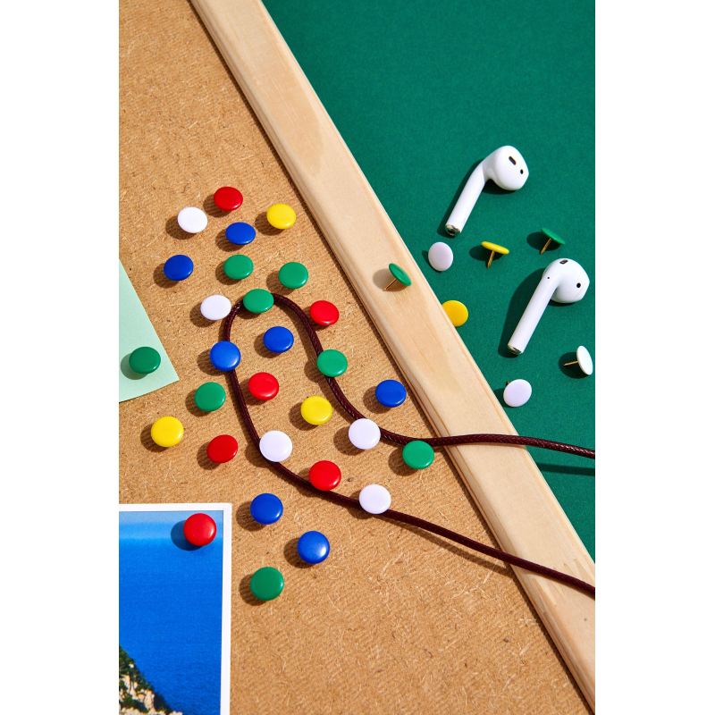 Кнопки канцелярские Комус металлич. шляпка 10 мм, цветные 50 шт.карт.уп - фото 4