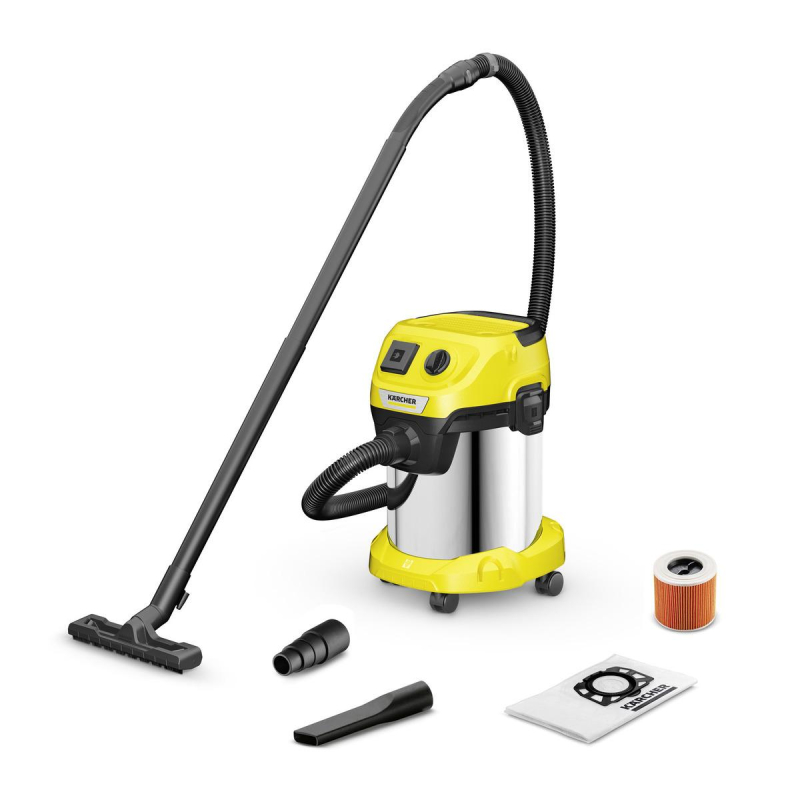 Пылесос строительный Karcher WD 3 P S V-17/4/20 1000Вт, желтый - фото 1