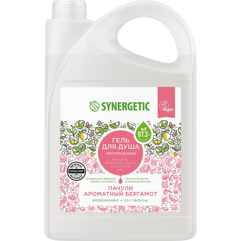 Гель для душа SYNERGETIC Пачули и ароматный бергамот 3,5 л - фото 1