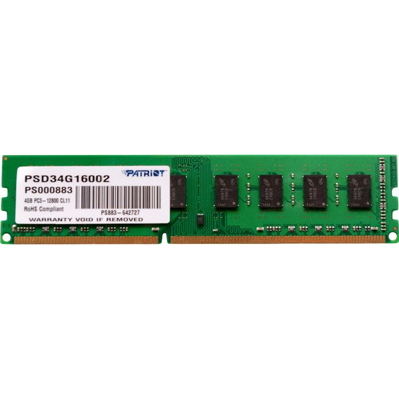 Модуль памяти Patriot DIMM DDR3 4Gb 1600Mhz CL11 PSD34G16002 - фото 1