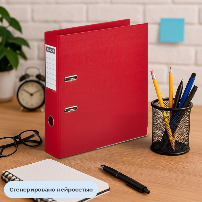 Папка-регистратор 75мм Attache, А4, красная, ПБП2, метал. угол, карман.кор - фото 12