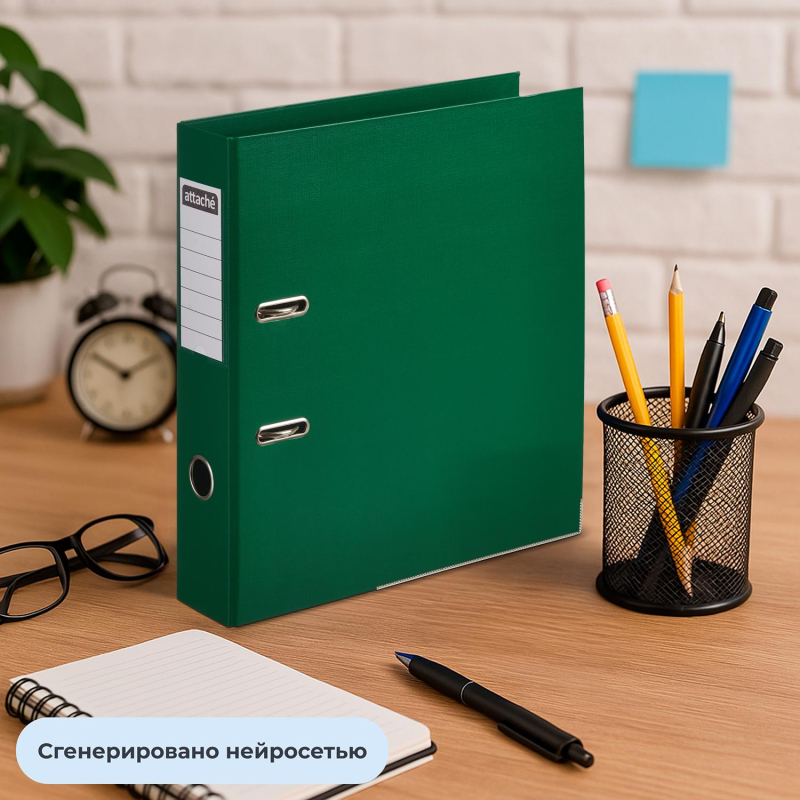 Папка-регистратор 75мм Attache, А4, зеленая, ПБП2, метал. угол, карман.кор - фото 12