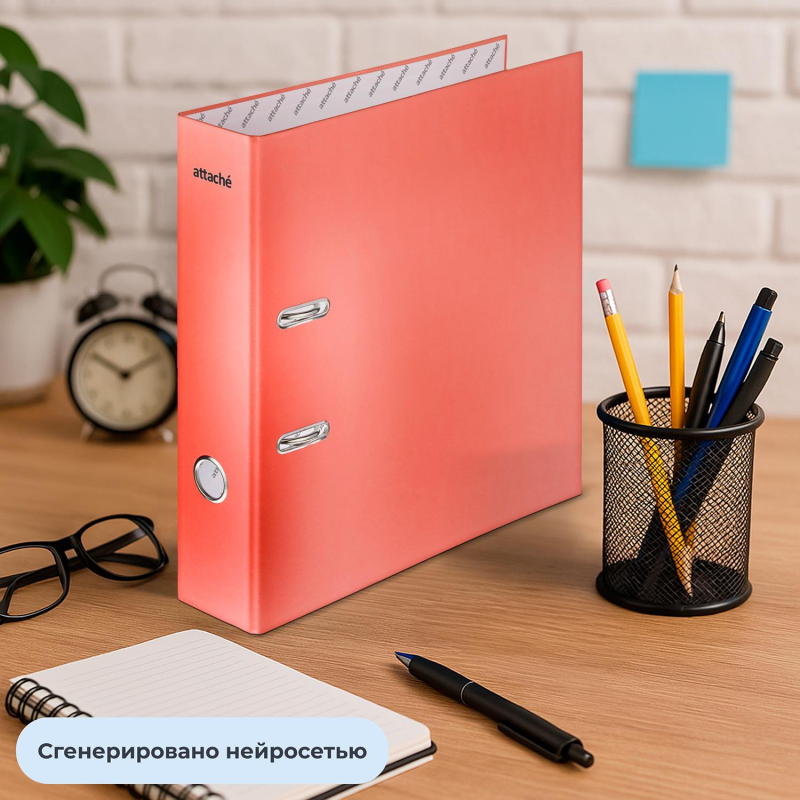 Папка-регистратор 75мм  Attache Neon А4 оранжевый б/мет уголка, лам картон - фото 8