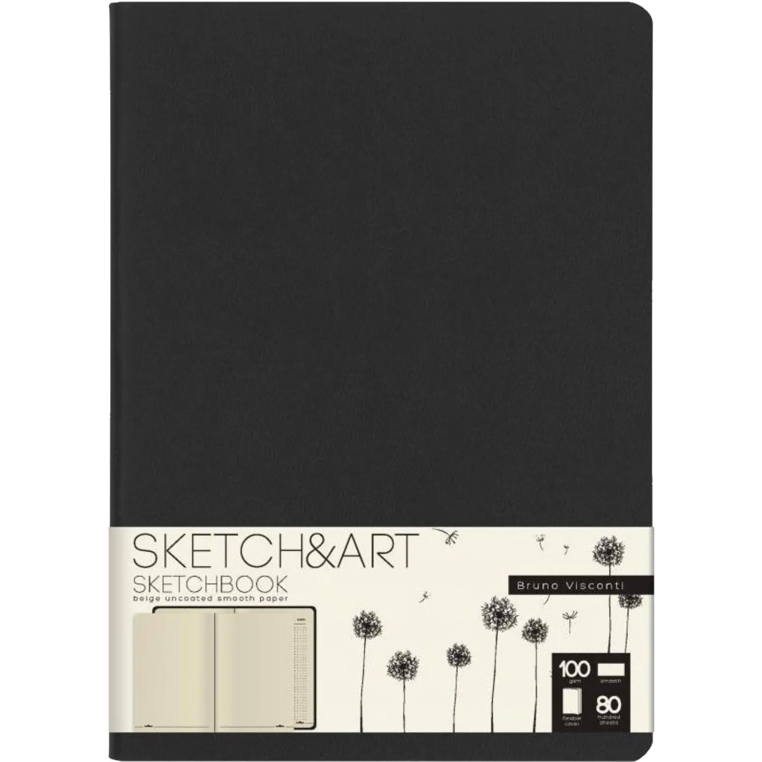 Скетчбук S&A ORIGINAL 179х250 80л БЕЖ 100г книж.перепл.мягк.черный 1-507/01 - фото 1