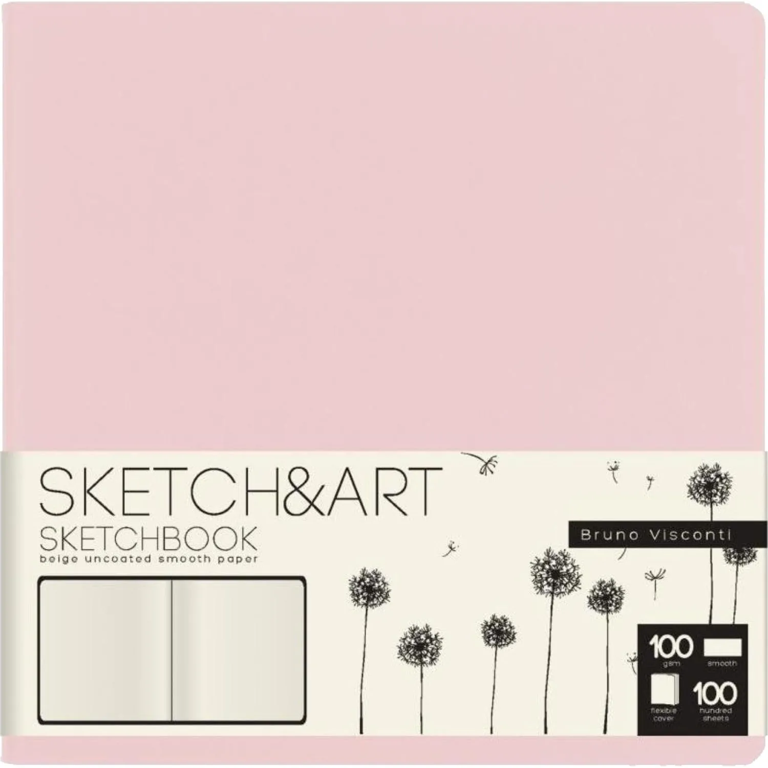 Скетчбук S&A ZEFIR 145х145 100л БЕЖ 100г книж.перепл.мягк.розовый 1-506/04 - фото 1