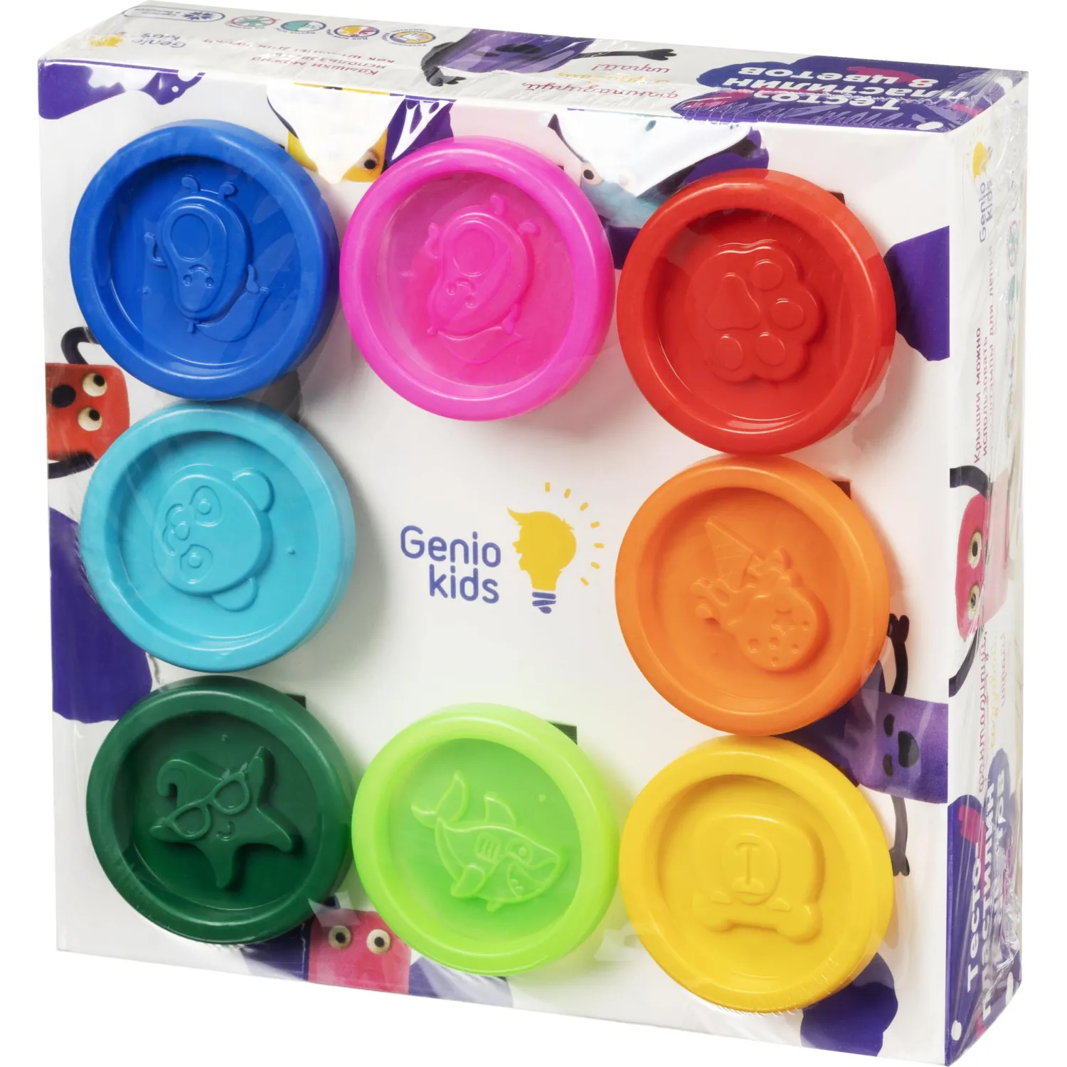 Тесто для лепки Genio Kids 50г х 8цв/наб со штампиками TA1045 - фото 1