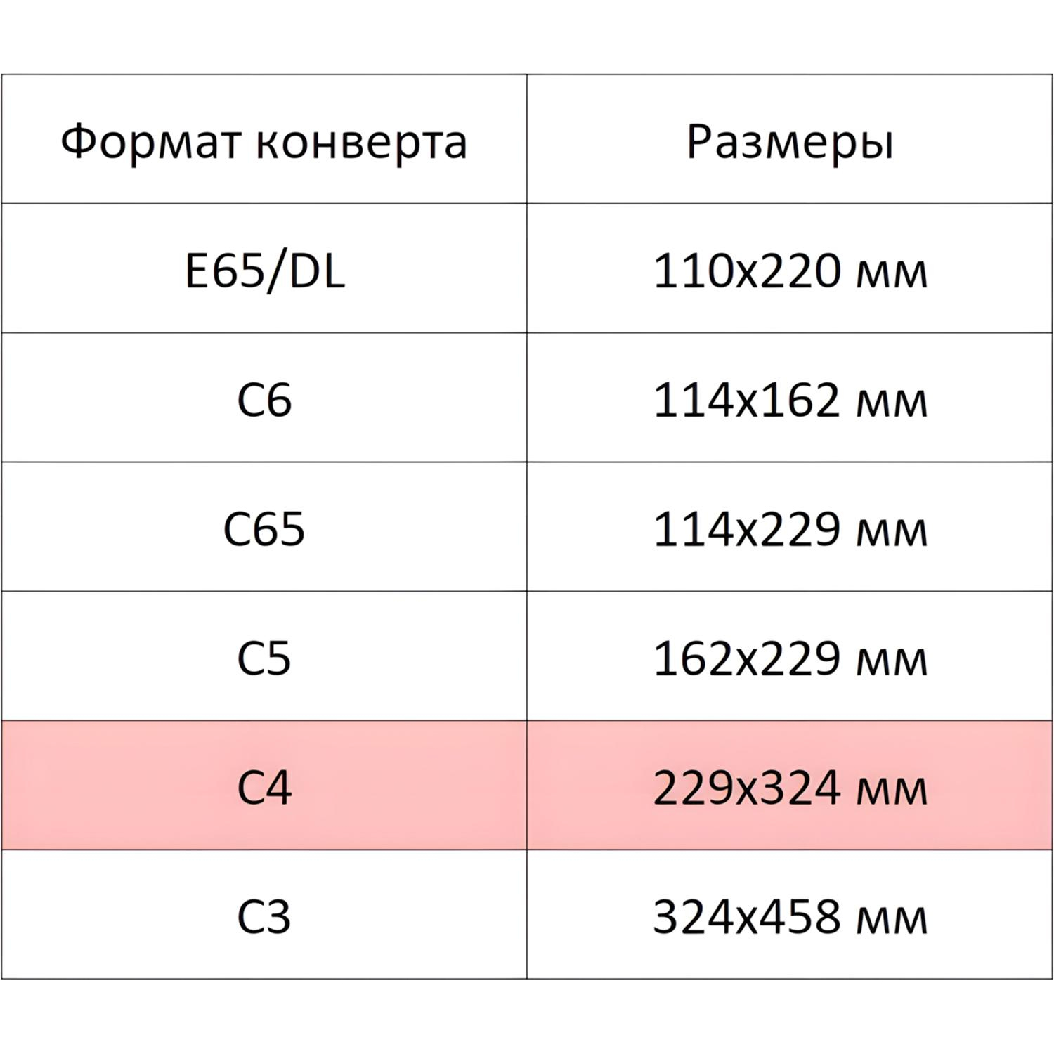 Конверт белый C4 стрип 229х324 90г КОМУС 50шт/уп 5уп/кор - фото 3