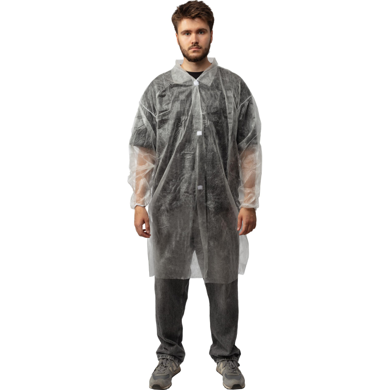 Халат н/с процед, рук.рез, на липуч, XL, дл.110см, пл 17, белый, 10шт/уп - фото 1