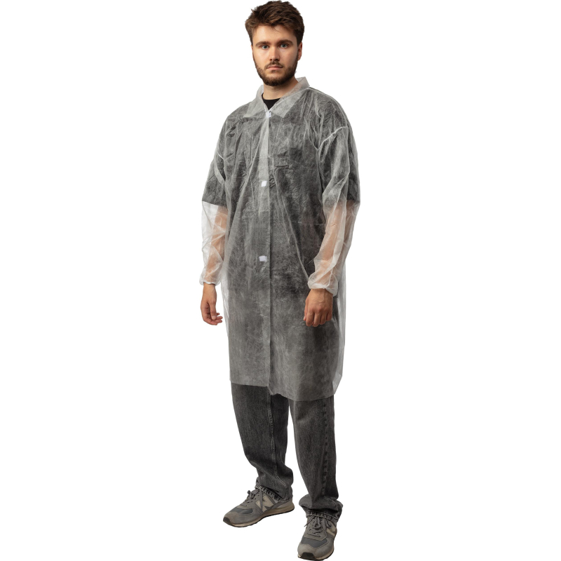 Халат н/с процед, рук.рез, на липуч, XL, дл.110см, пл 17, белый, 10шт/уп - фото 2
