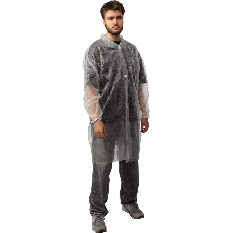 Халат н/с процед, рук.рез, на липуч, XL, дл.110см, пл 17, белый, 10шт/уп - фото 3