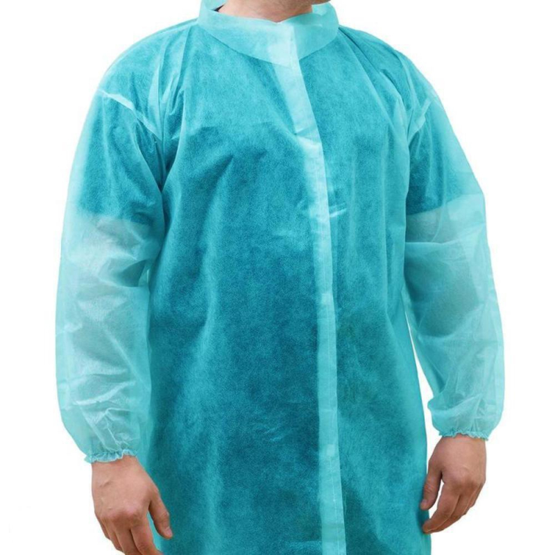 Халат н/с процед, рук.рез, на липуч, XL, дл.110см, пл 17, голуб, 10шт/уп - фото 1