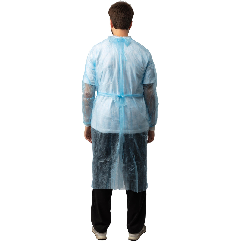Халат н/с , на завязк, рук.манж, дл.140см, XL, пл 25, голуб, 10 шт/уп - фото 4