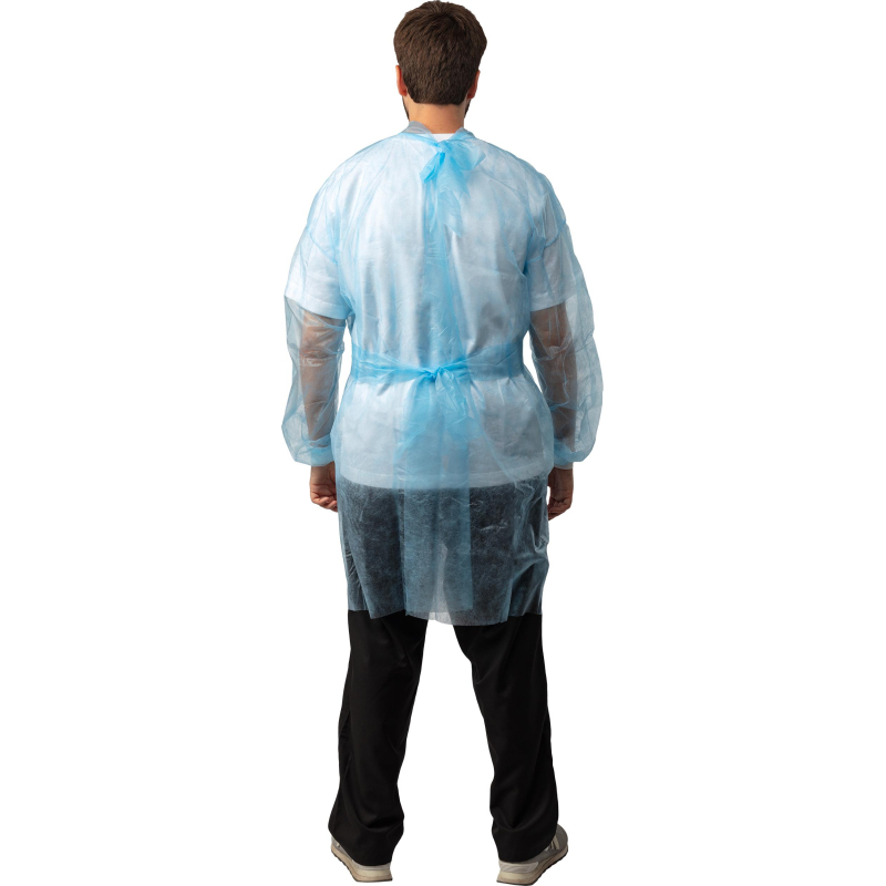 Халат н/с, на завязк, рук.манж, дл.140см, XXL,пл 25, голуб, 10 шт/уп - фото 4