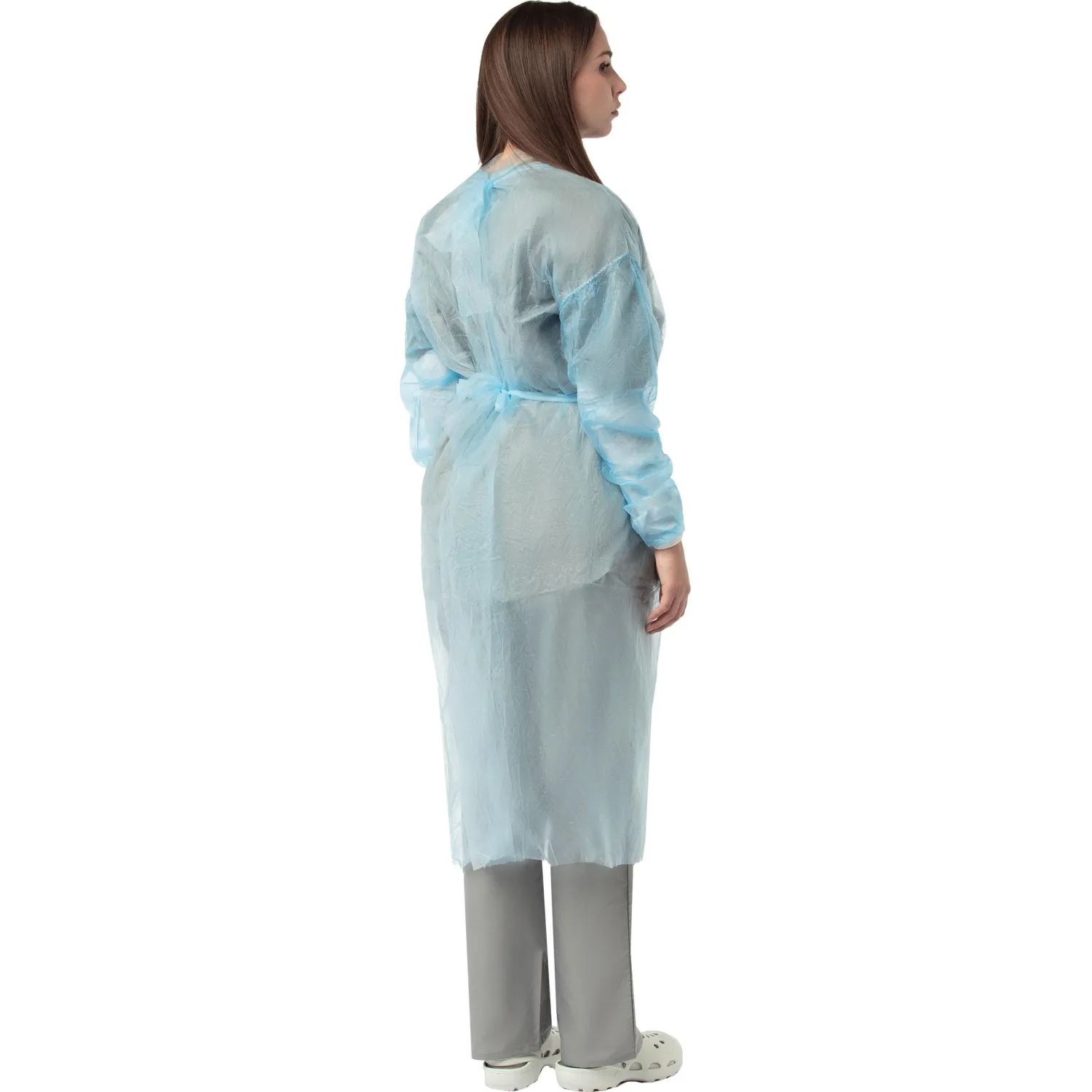 Халат н/с, на завязк, рук.манж, дл.140см, XXL,пл 25, голуб, 10 шт/уп - фото 6