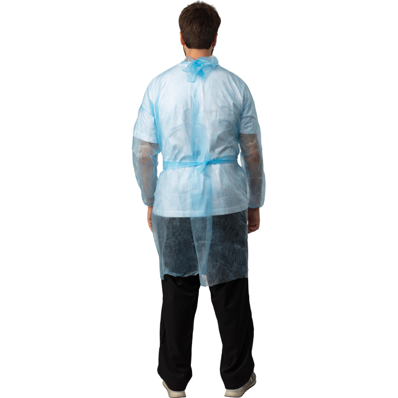 Халат н/с , на завязк, рук.манж, дл.110см, XL, пл 25, голуб, 10 шт/уп - фото 4