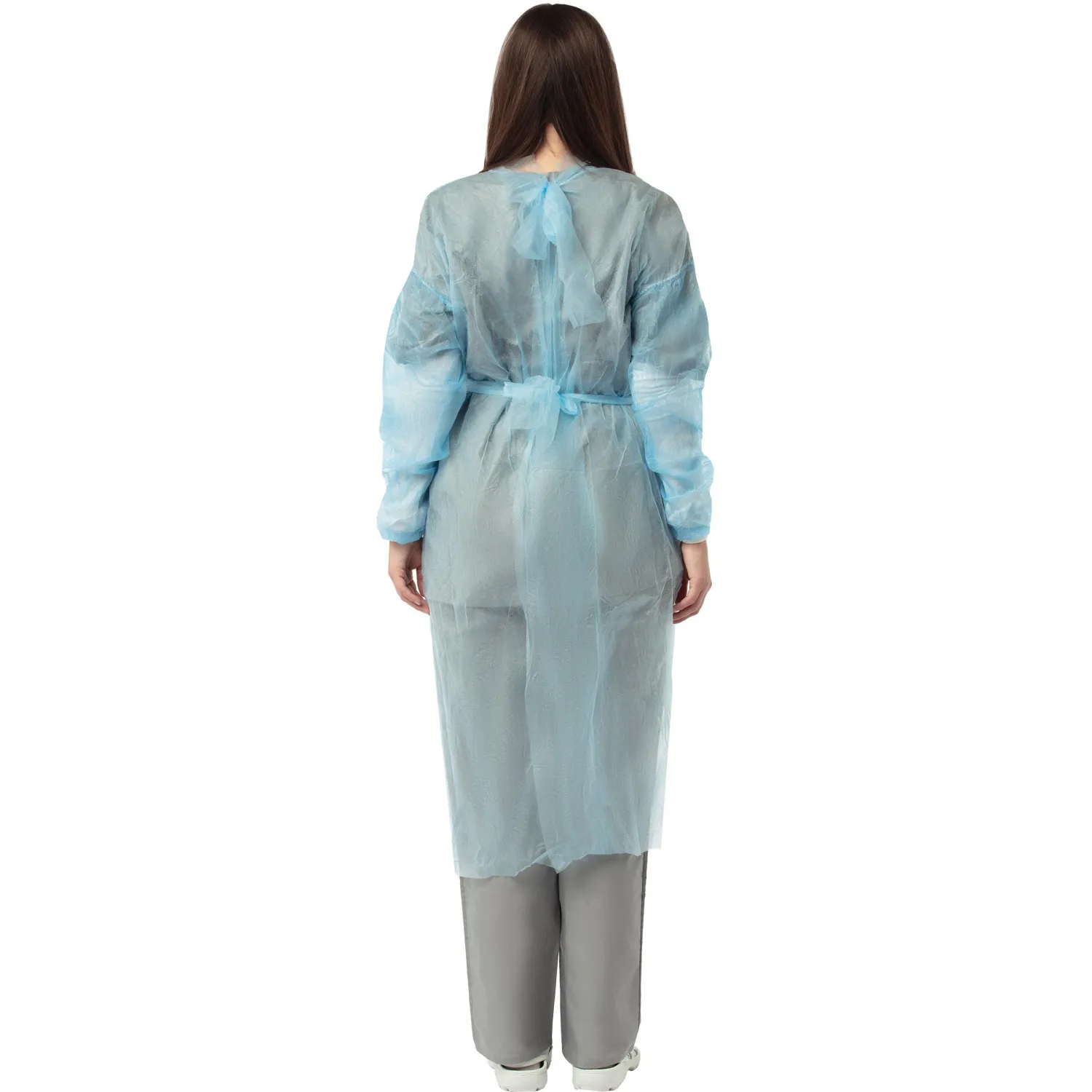 Халат н/с , на завязк, рук.манж, дл.110см, XL, пл 25, голуб, 10 шт/уп - фото 5