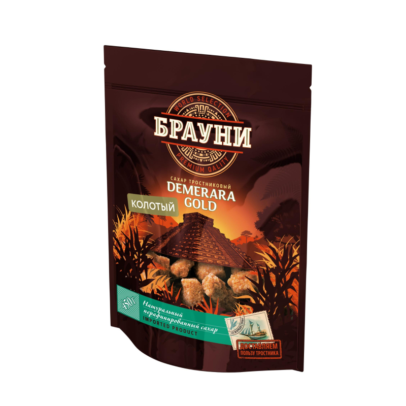 Сахар колотый Брауни тростниковый нерафинированный, 450г - фото 1