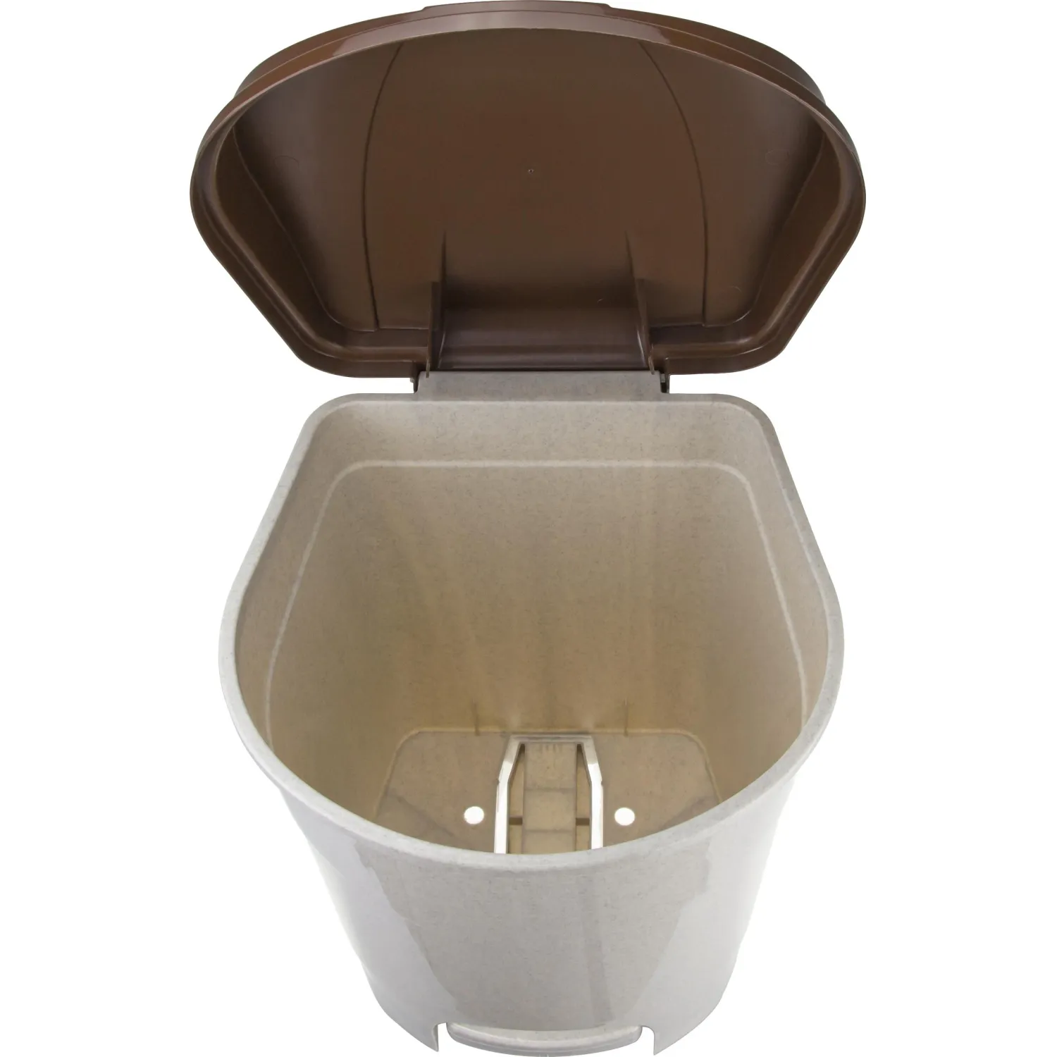 Ведро мусорное пласт 19л прям беж с пед и корич крыш мрам 305х390х305мм_СПБ - фото 3