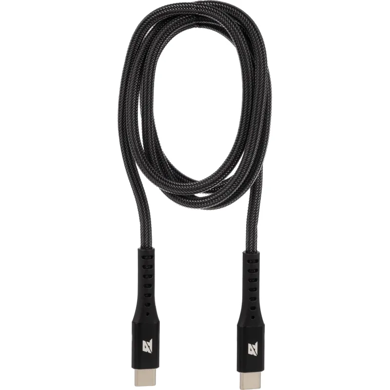 Кабель 60W, 3A, 1м, Type-C to Type-C,  нейл, черный BT-JCBL-010/U210CC - фото 3