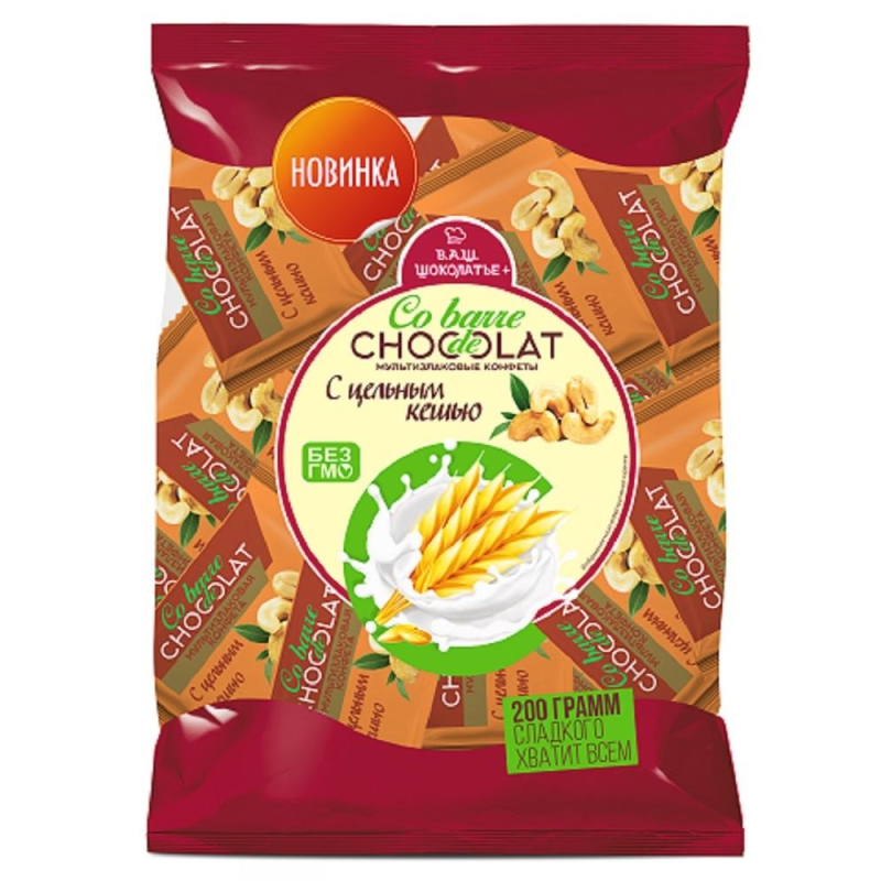 Конфеты шоколадные Co barre de Chocolat мультиз.с бел.конд.гл,цел.кеш.,200г - фото 1