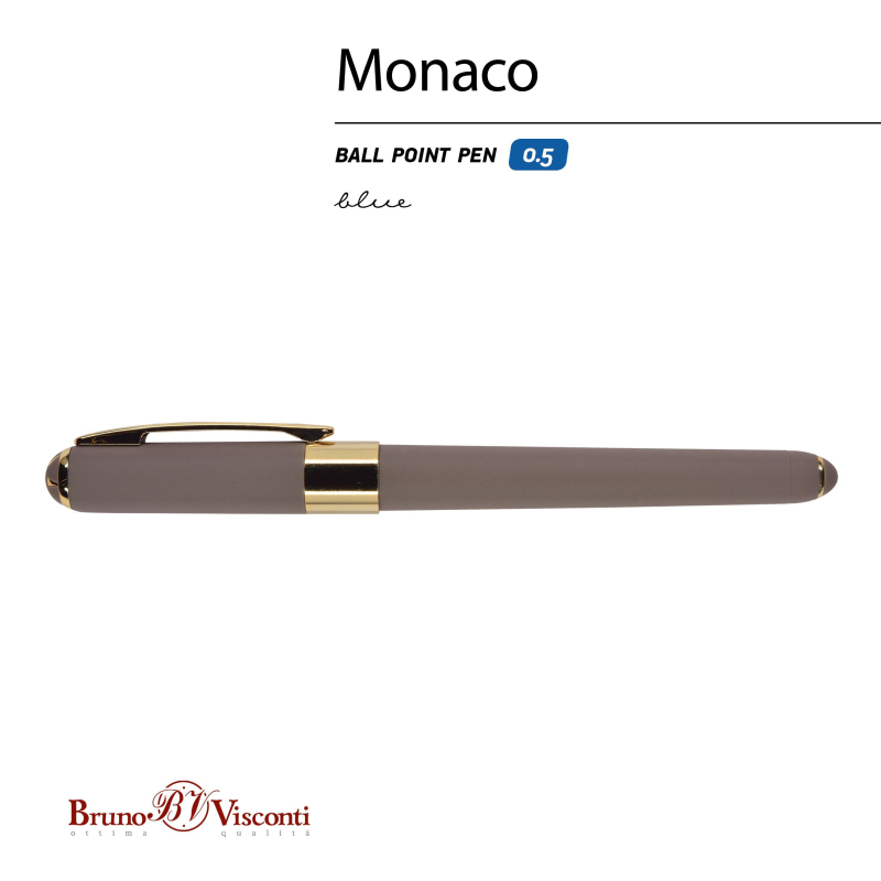 Ручка шариковая неавтомат. MONACO серый корп,0,5мм,син,манж20-0125/11 - фото 2