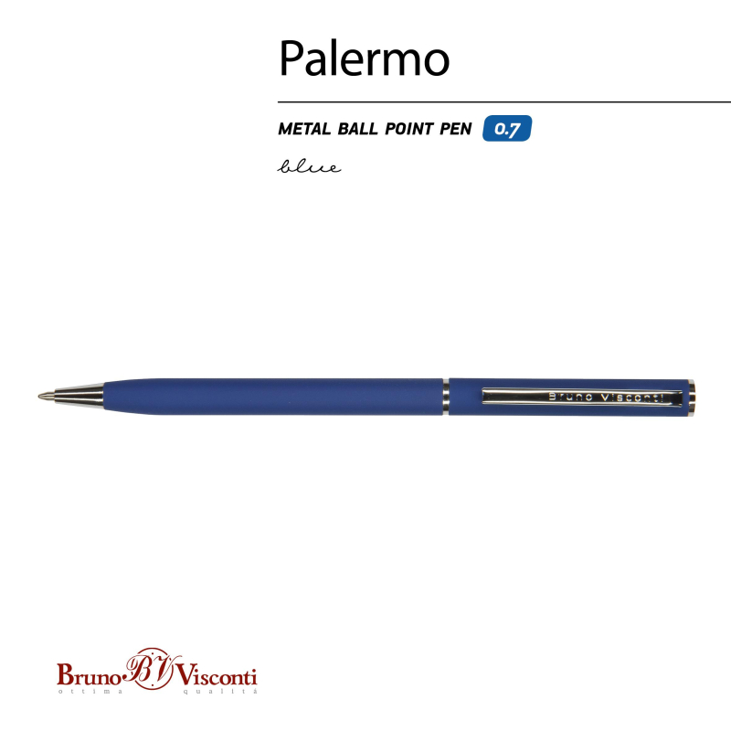 Ручка шариковая автомат. PALERMO син.мет.корп, 0,7мм синяя 20-0250/07 - фото 2
