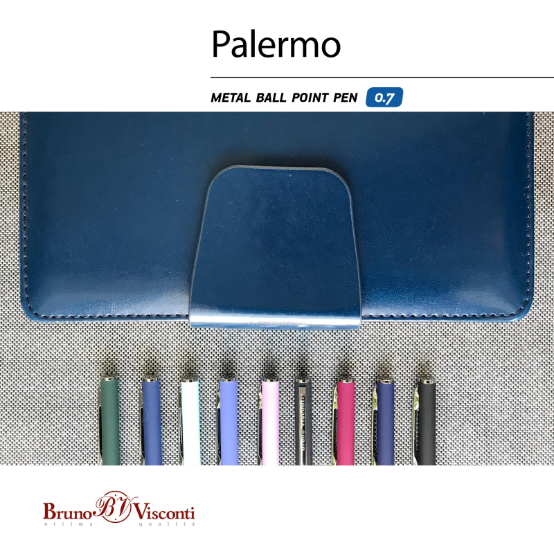 Ручка шариковая автомат. PALERMO бел.мет.корп, 0,7мм синяя 20-0250/14 - фото 6