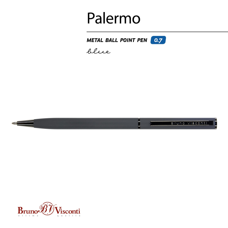 Ручка шариковая автомат. PALERMO графит.мет.корп,0,7мм син 20-0250/17 - фото 2