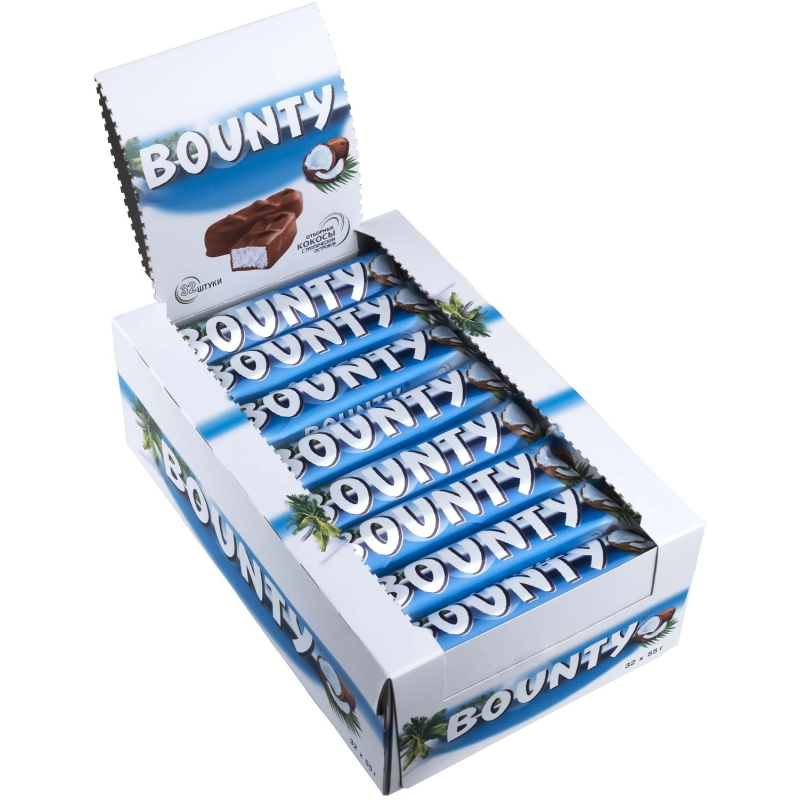 Шоколадный батончик Bounty с мякотью кокоса, 55гх32шт/уп - фото 1