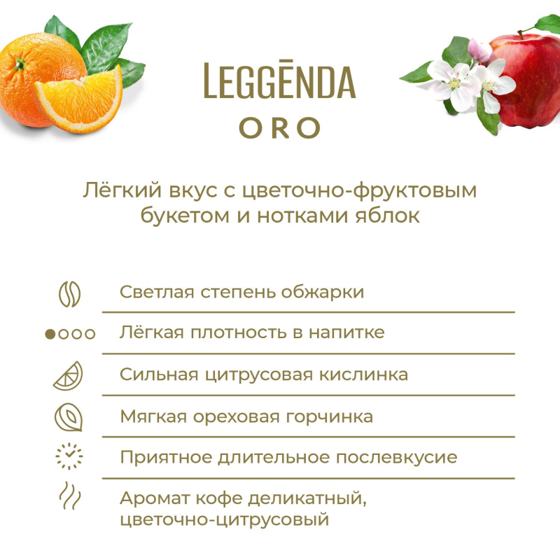 Кофе Poetti Leggenda Oro в зернах, 1кг - фото 2